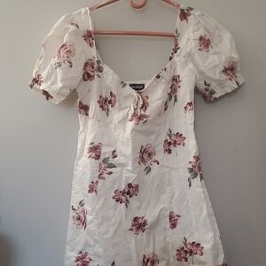 Motel Rocks White and Pink Floral Mini Dress
